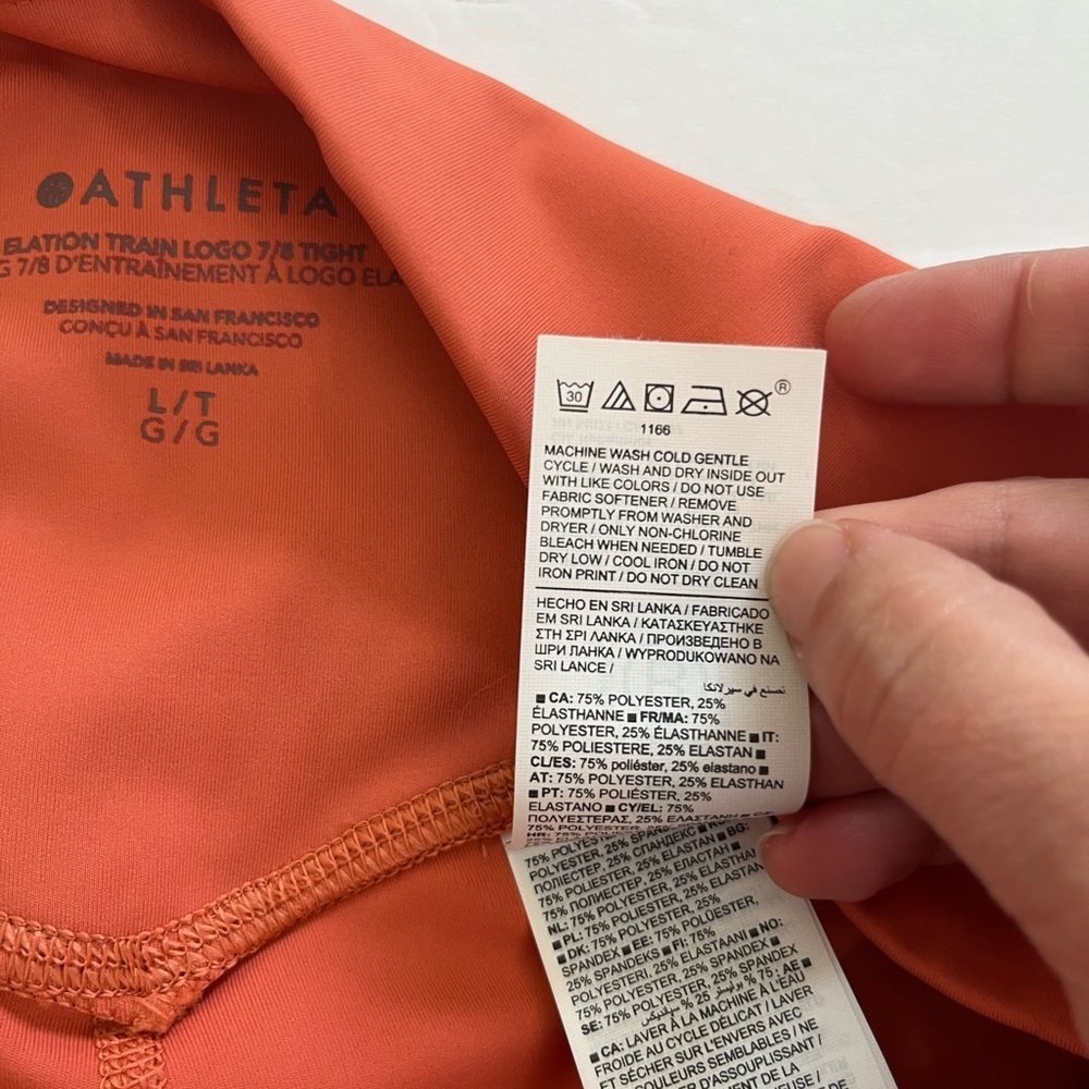 Athleta Elation Train Logo 7/8 Tight Orange Size Large New with Tags - Picture 6 of 11